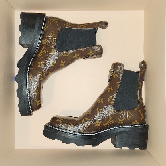 36.5 Louis Vuitton Beaubourg Ankle Boot Shoes - LV Monogram - Picture 3 of 14